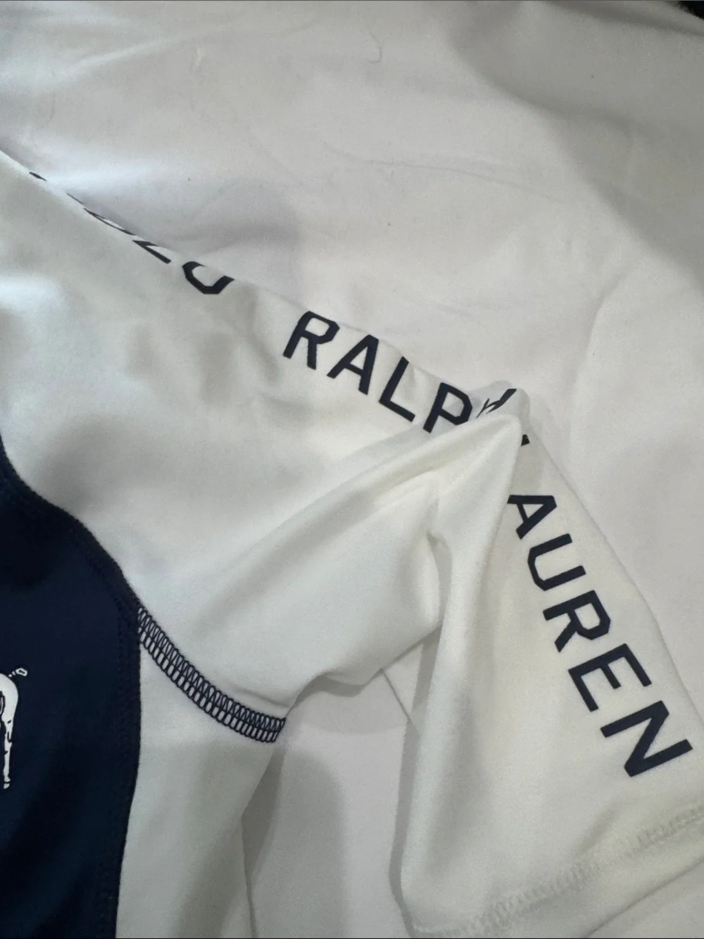 Ralph Lauren Polo Navy and White Raglan Swim Top
